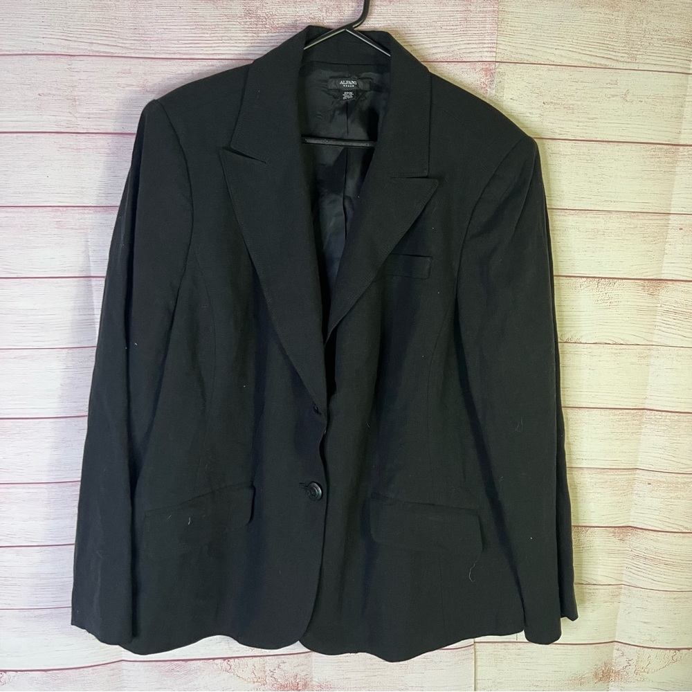 Alfani NWOT Black 100% Linen Double Breasted Blazer Size‎ 20W
